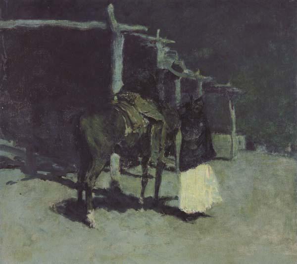Frederic Remington Waiting in the Moonlight (mk43) oil painting picture